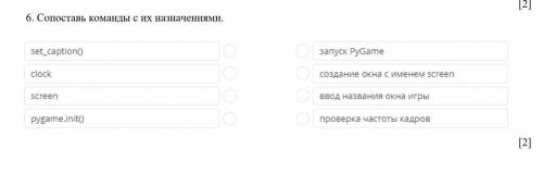 Сопоставь команды с их назначениями. ​