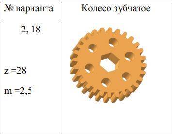 На эскизе колеса зубчатого заполнить таблицу по расчету, приведенному в п. 6.4. На чертеже указать р