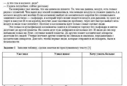 Заполни таблицу сделать заметки по прослушанного текста уже знал узнал новое хочу знать больше может