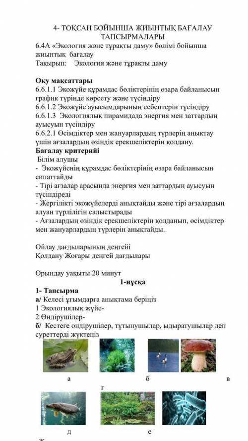 Задание 1 a / Определите следующие понятия 1 Экологическая система 2 производителя 6 / В таблицу вкл