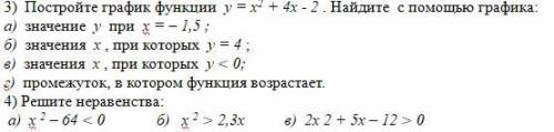 Постройте график функции и решите неравенства.