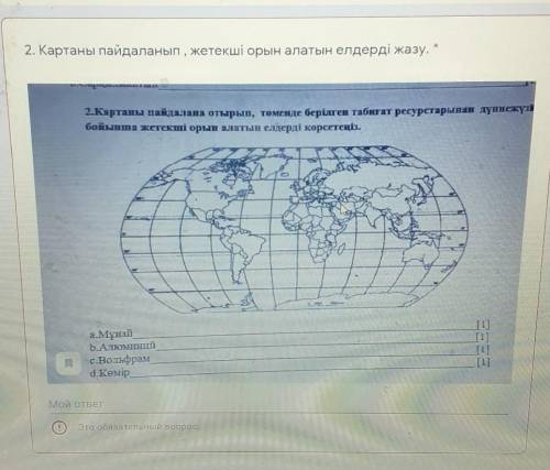 Картаны пайдаланып жетекши орын алатын елдерди жазу​