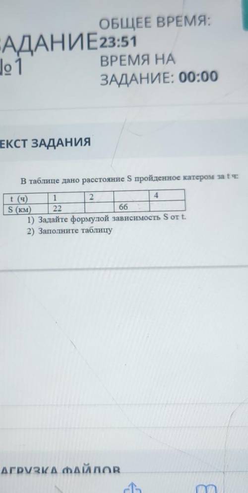 в таблице дана расстояние s пройденное катером за т.ч. задайте формулой зависимость s от t заполните