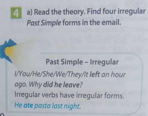 Read the theory. Find four irregular Past Simple forms in the email. ​