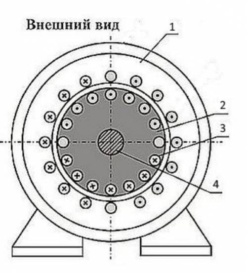 На рисунке3 представлена схема электродвигателя. а)Назовите основные составные части электродвигател