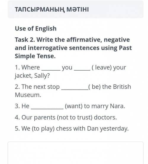 Write the affirmative, negative and interrogative sentences using Past Simple Tense.​