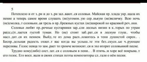 Озаглавьте текст. Списать, расставить пропущенные знаки препинания. В слове *соловьиной* сделать раз