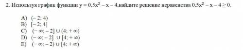 Используя график функции y=0,5x^2-x-4найдите решение неравенства . без спама. ​подробно и с решением