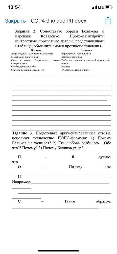 Сопоставьте образы Беликова и Вареньки Коваленко. Прокомментируйте контрастные портретные детали, пр