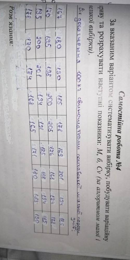 .по указанному варианту систематизировать выборку, построить вариационную кривую и рассчитать следую