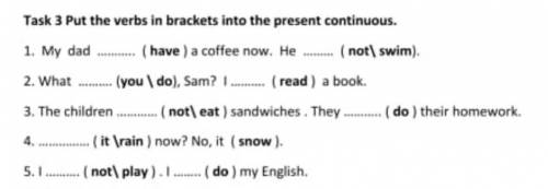 Task 3 Put the verbs in brackets into the present continuous.​