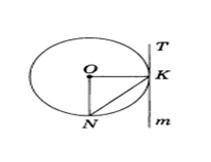Прямая m касательная окружности, угол NKT равен 135 градусам. По данным рисунка определите вид треуг