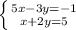 \left \{ {{5x-3y=-1} \atop {x+2y=5}} \right.