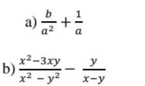 Выполни сложение и вычитание дробей: b/a²+1/ax²-3xy/x²-y²-y/x-y​