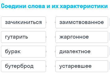 Соедини слова и их характеристики