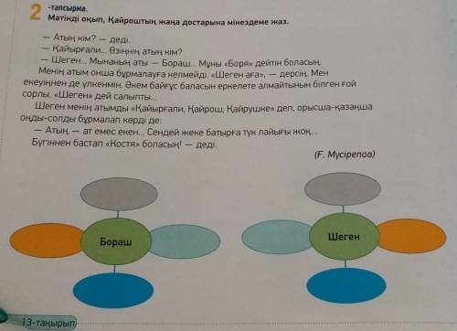 Прочитайте текст. напешите характеристику друзей Кайроша - бораш, шеген​