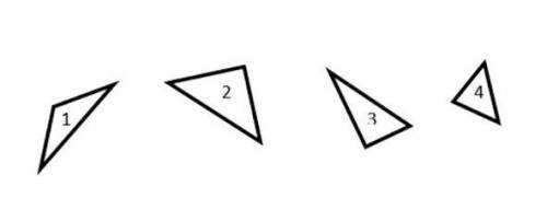 Какой из этих треугольников является одновременно прямоугольным и равнобедренным? 1) 12) 23) 34) 4​