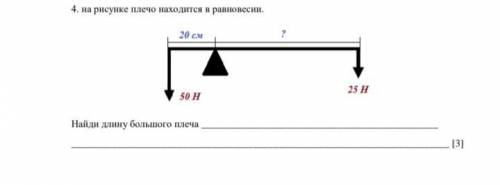 . На рисунке плечо находится в равновесии. Найдите длину большего плеча.