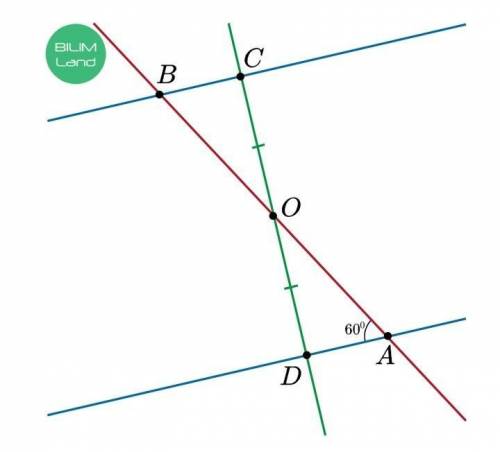 На рисунке AD ∥ BC, CD ⊥ CB, ∠BAD = 60°, AD = 7 см, CO = OD. Чему равны отрезки CB, AO, AB?​