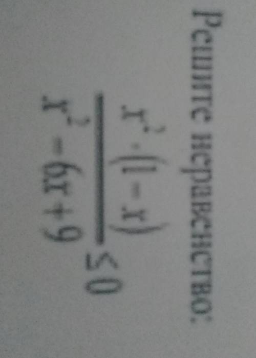 Решите неравенство: х^2•(1-х)/х^2-6х+9 <=0 Алгебра есть фото