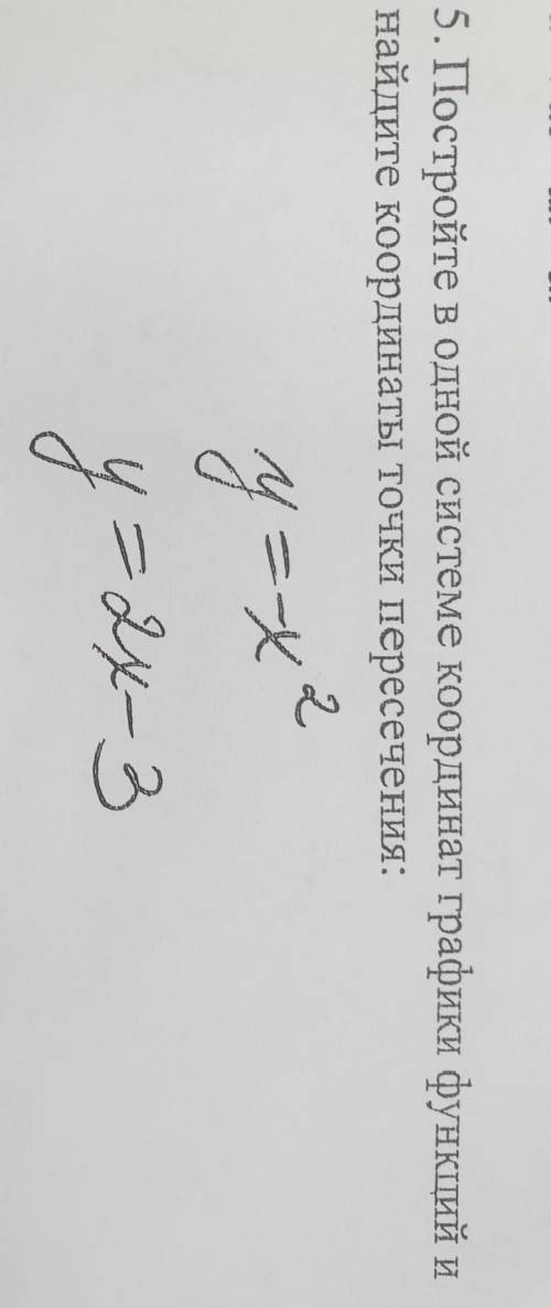 5. Постройте в одной системе координат графики функций и найдите координаты точки пересечения:у=-х²у