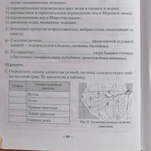 ￼￼￼определите каким элементам речной системы соответствуют цифры на схеме (рис