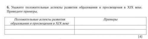 6. ОБЯЗАТЕЛЬНО ПРИМЕРЫ Укажите положительные аспекты развития образования и просвещения в XIX веке.