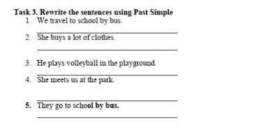 Task 3. Rewrite the sentences using Past Simple​