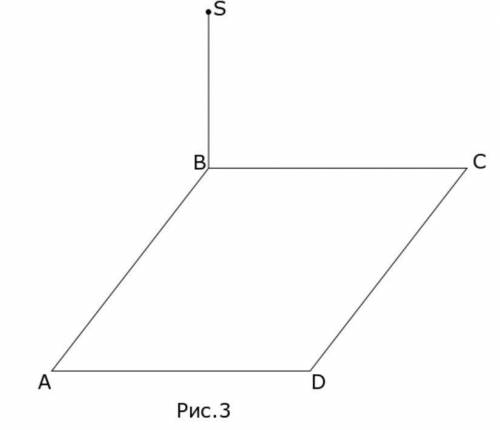 Дан ромб ABCD со стороной 8√3 и углом 60°; SB - перпендикуляр к плоскости ABC.Найдите расстояние меж