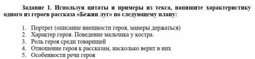 Задание по литературе: Используя цитаты и примеры из текса, напишите характеристику одного из героев