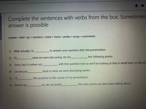 Complete the sentences with verbs from the box