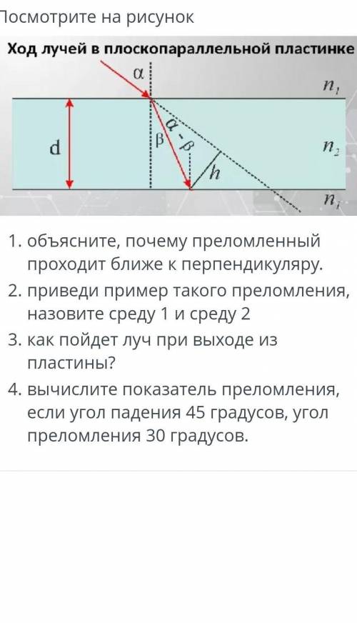 Посмотрите на рисунок ход лучей в плоскопараллельной пластинке​