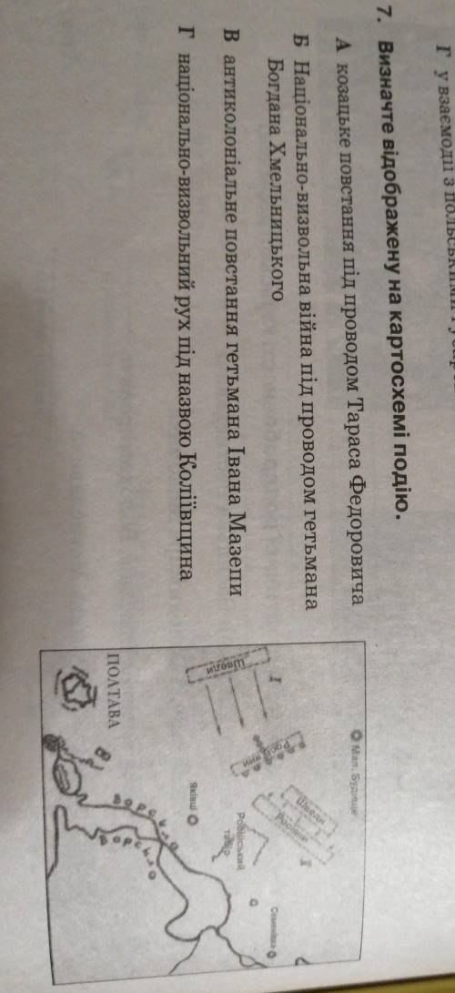 Визначте відображену на картосхемі подію. А) козацьке повстання під проводом Тарасов Федоровича. Б)н