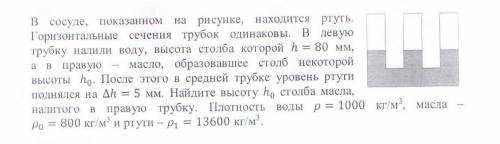 Нужно расписать решение. В сосуде, показанном на рисунке, находится ртуть. Горизонтальные сечения тр