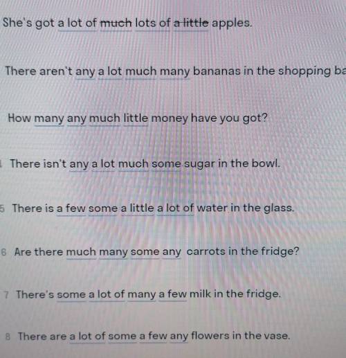 2. There aren't any/a lot/much/many bananas in the shopping basket. На случай, если плохо видно.Буду