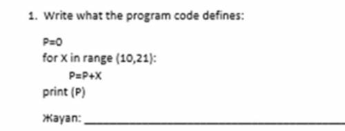 Write what the program code defines:​