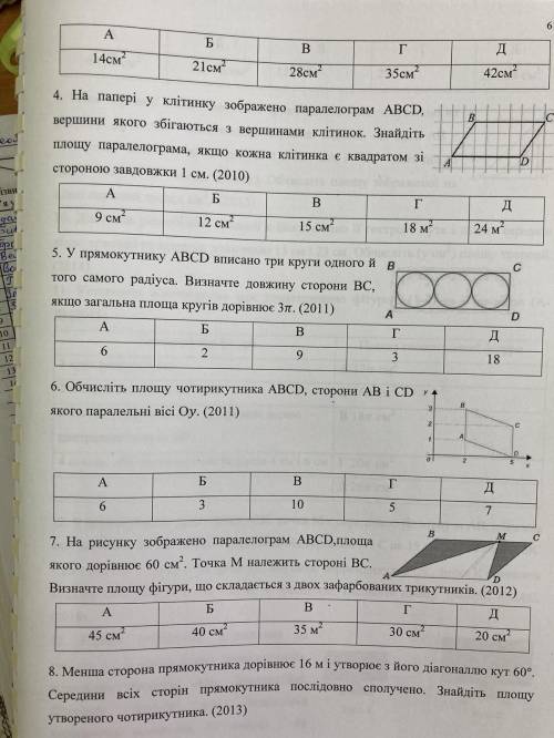 Обчисліть площю чотирикутника ABCD, сторони АВ і СD які паралельні вісі Oy.