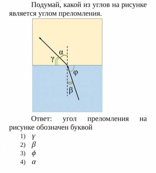 Какой из углов на рисунке является углом преломления