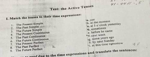 Match the tenses to their time expressions​