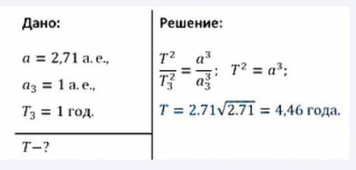 Большая полуось орбиты астероида Марианна равна 3,2 а.е. за какое время этот астероид обращается вок