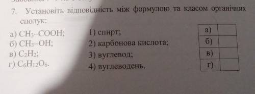 7. Установіть відповідність між формулою та класом органічнихсполук:​