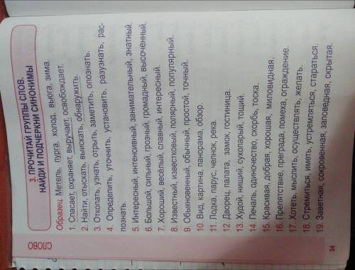 Найди и подчеркни синонимы