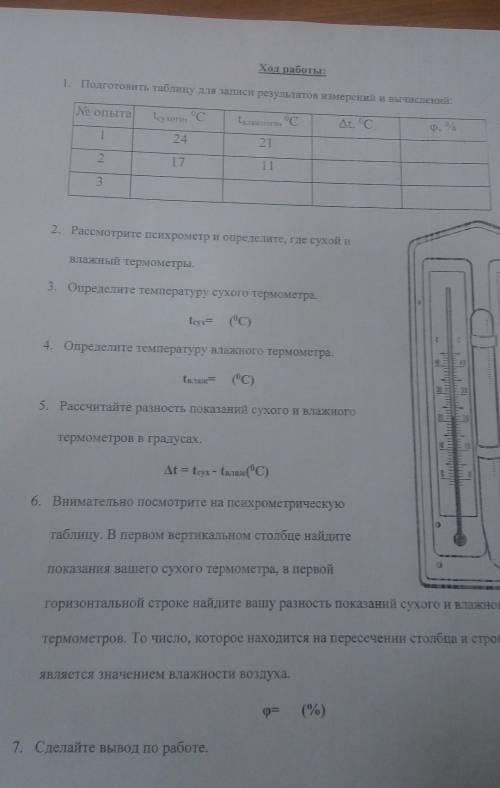 . Лабораторная работа по физике. Определение относительной влажности воздуха. ​