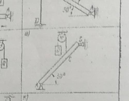 невесомая балка ab (рис и) удерживается под углом 50 к горизонту с шарнирно неподвижной опоры A и ша