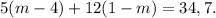 5(m-4)+12(1-m)=34,7.