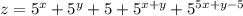 z=5^x+5^y+5+5^{x+y}+5^{5x+y-5}