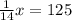 \frac{1}{14} x=125