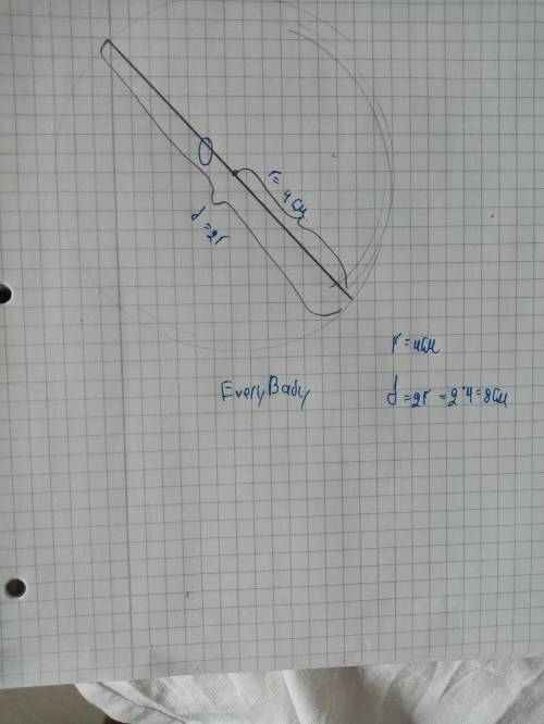 Начертите окружность с центром в точке О и радиосом 4 см. Чему равен диаметр этой ?​
