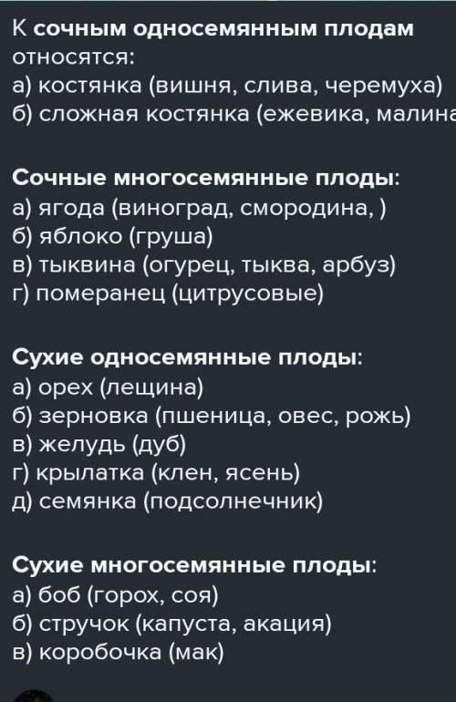 приведите примеры плоды/сочные/многосемянные/ягодовидные 1)ягода 2)тыквина 3)яблоко