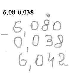 6,08-0,038если можно с полным решением в столбик
